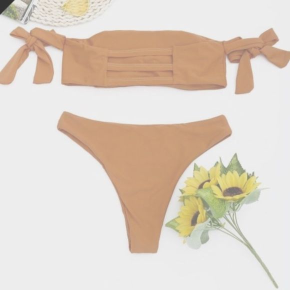 ✨JUST IN✨ORANGE HIGH CUT OFF SHOULDER BIKINI - Picture 7 of 7